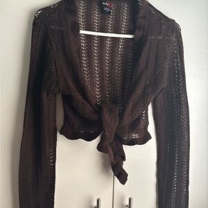 Studio Y Dark Brown Tie-Front Sweater